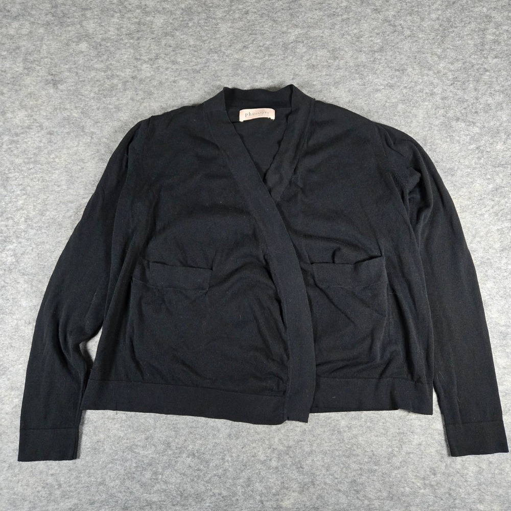 Philosophy Womens Black Republic Clothing Open Front Cardigan L